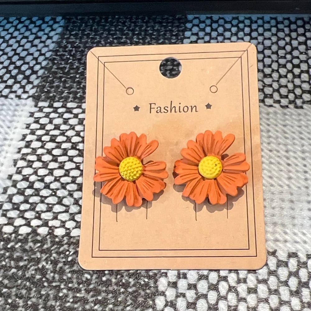 Orange and Yellow Flower Earrings